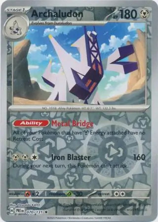 070/131 Archaludon Reverse Holo Prismatic Evolutions Pokémon Card