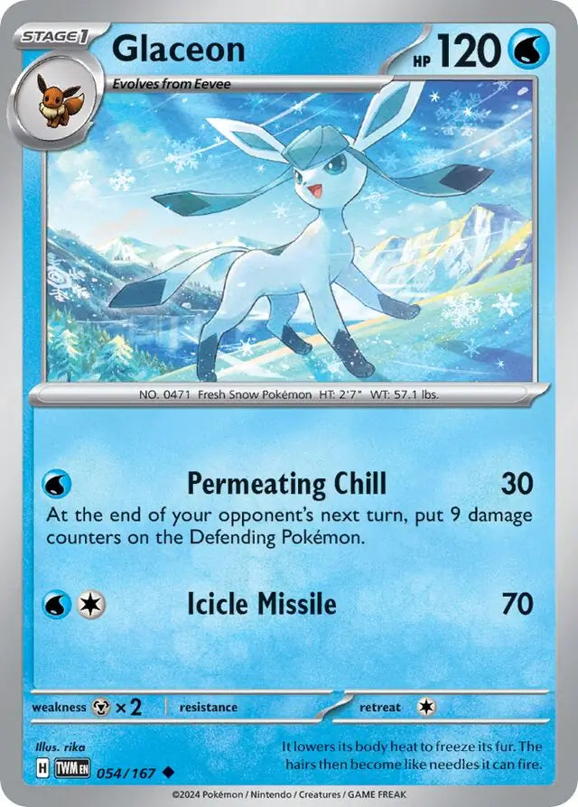 054/167 Glaceon Twilight Masquerade Pokémon Card