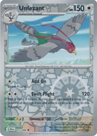 073/086 Unfezant Reverse Holo Black Bolt Pokémon Card