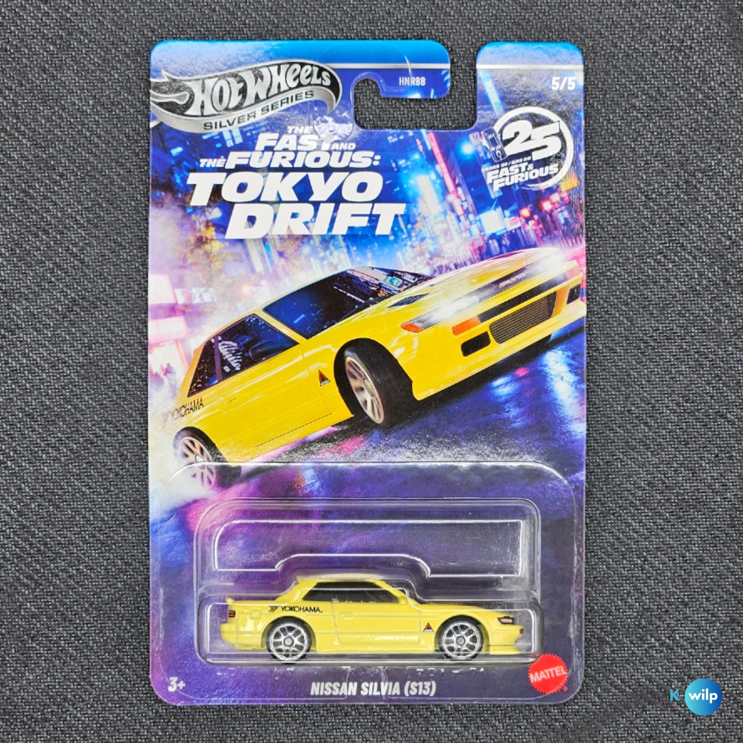 5/5 Nissan Silvia (S13) The Fast & The Furious Tokyo Drift Hot Wheels Silver Series 1:64 Scale Mattel