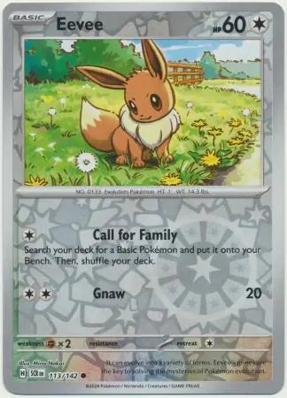 113/142 Eevee Reverse Holo Stellar Crown Pokémon Card