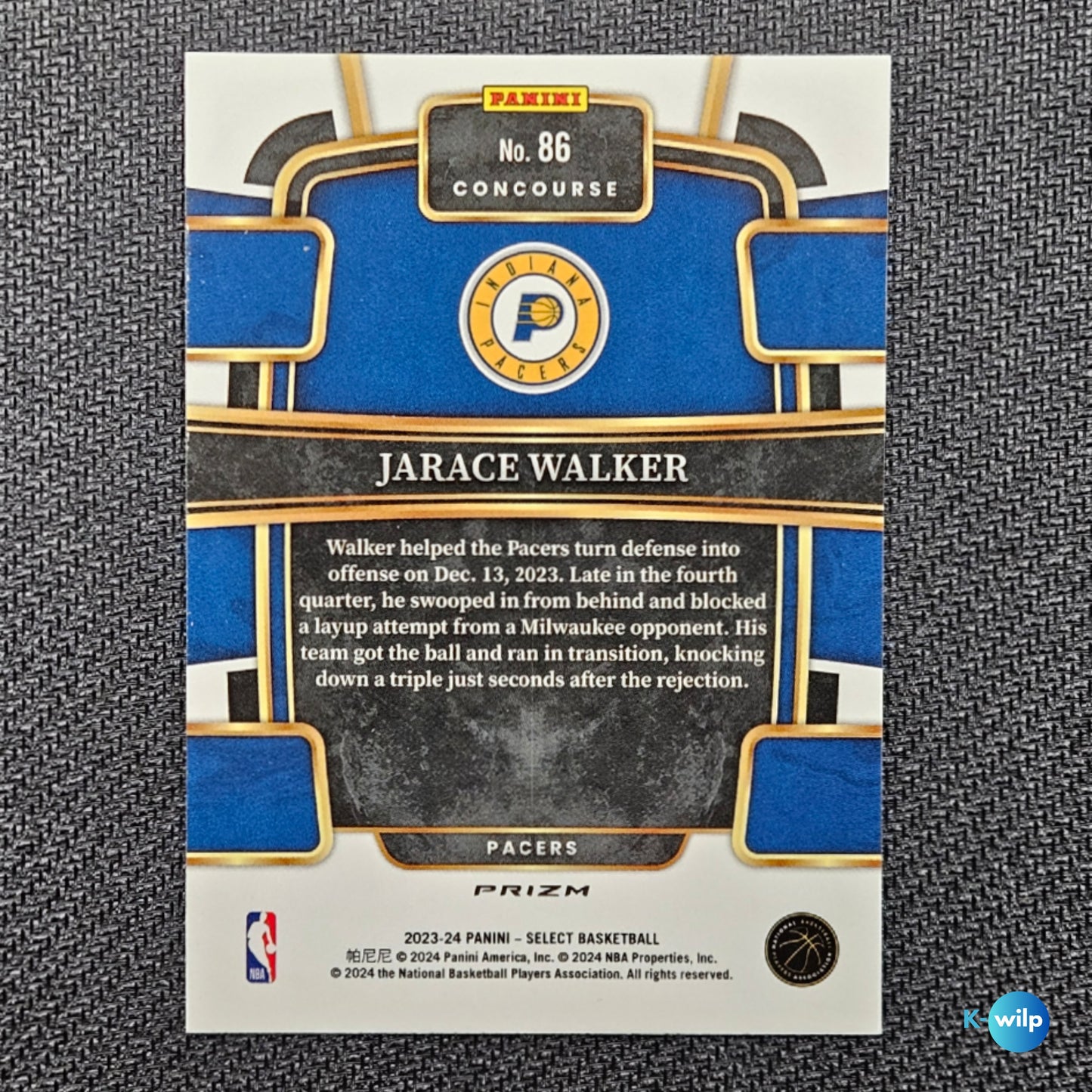 086 Jarace Walker 2023-24 Orange Flash Prizm Rookie RC Panini Select Basketball Trading Card.