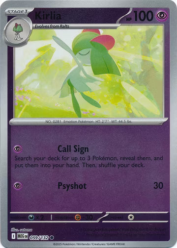 059/132 Kirlia Reverse Holo Mega Evolution Pokémon Card