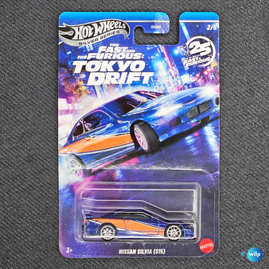 2/5 Nissan Silvia (S15) The Fast & The Furious Tokyo Drift Hot Wheels Silver Series 1:64 Scale Mattel