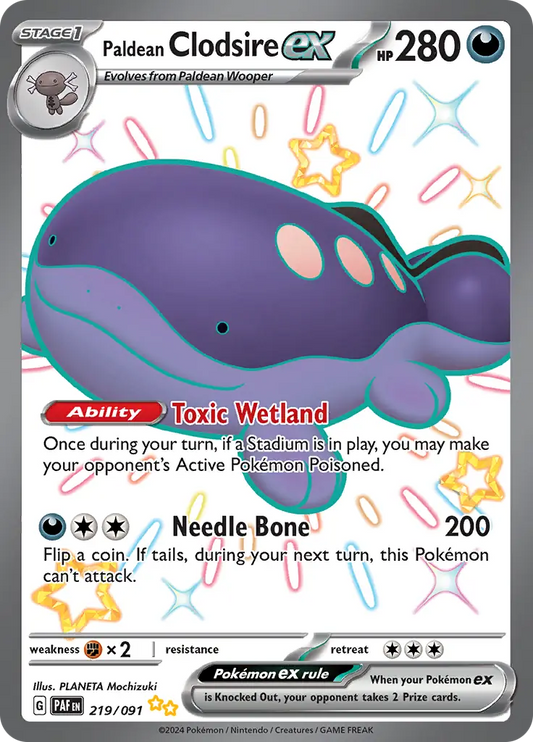 219/091 Paldean Clodsire ex Paldean Fates Pokémon Card