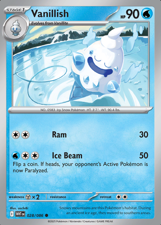 028/086 Vanillish White Flare Pokémon Card