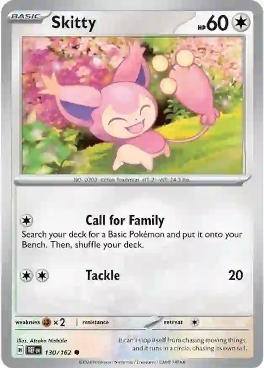 130/162 Skitty Scarlet & Violet Temporal Forces Pokémon Card