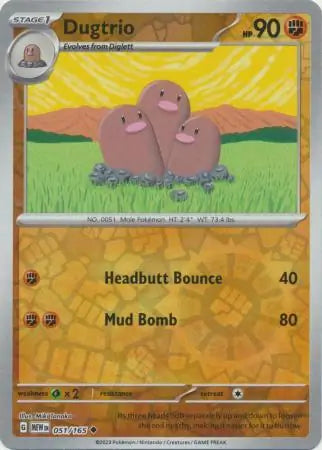 051/165 Dugtrio Reverse Holo 151 Pokémon Card