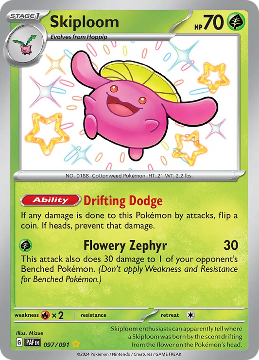 097/091 Skiploom Paldean Fates Pokémon Card