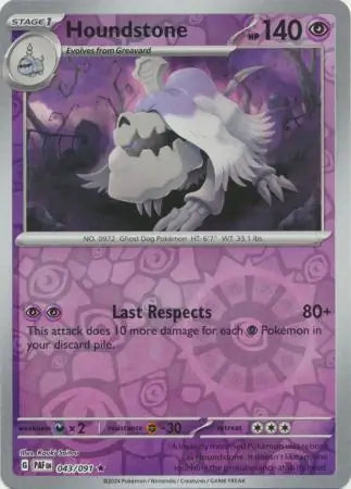 043/091 Houndstone Reverse Holo Paldean Fates Pokémon Card