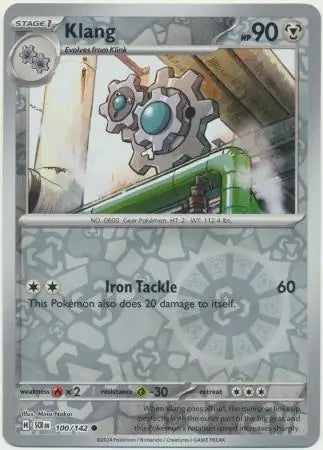 100/142 Klang Reverse Holo Stellar Crown Pokémon Card