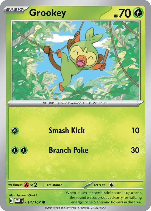 014/167 Grookey Holo Twilight Masquerade Pokémon Card