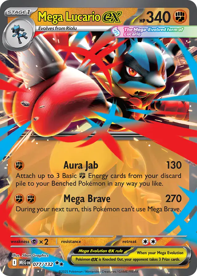 077/132 Mega Lucario ex Mega Evolution Pokémon Card