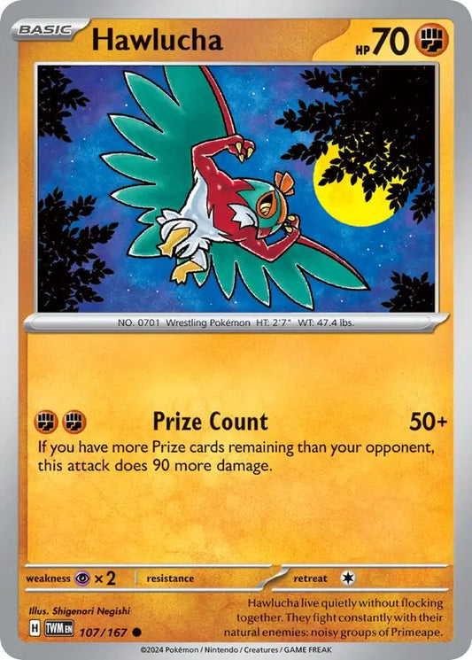 107/167 Hawlucha Twilight Masquerade Pokémon Card