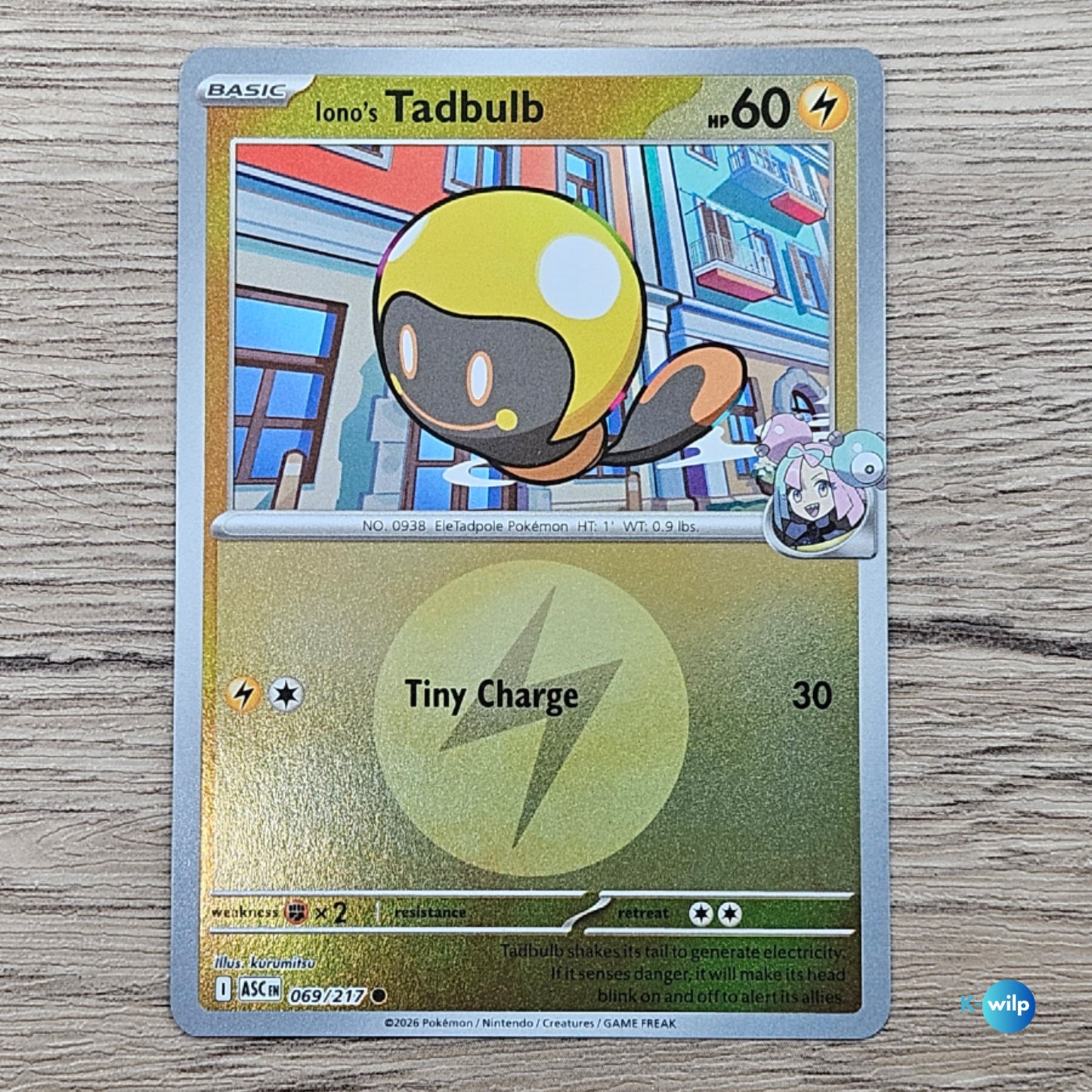 069/217 Iono's Tadbulb Reverse Holo Ascended Heroes Pokémon Trading Card