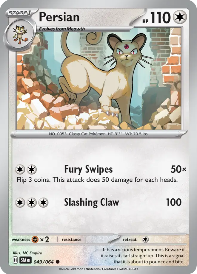 049/064 Persian Shrouded Fable Pokémon Card