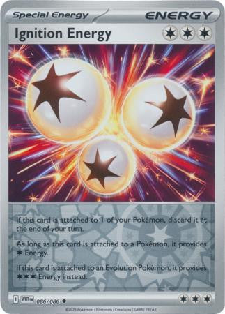 086/086 Ignition Energy Reverse Holo White Flare Pokémon Card