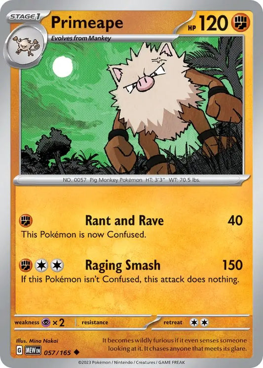 057/165 Primeape 151 Pokémon Card