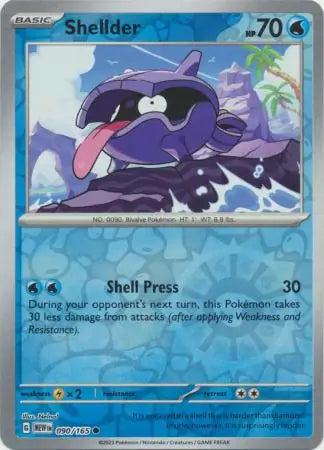 090/165 Shellder Reverse Holo 151 Pokémon Card