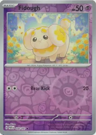 038/091 Fidough Reverse Holo Paldean Fates Pokémon Card