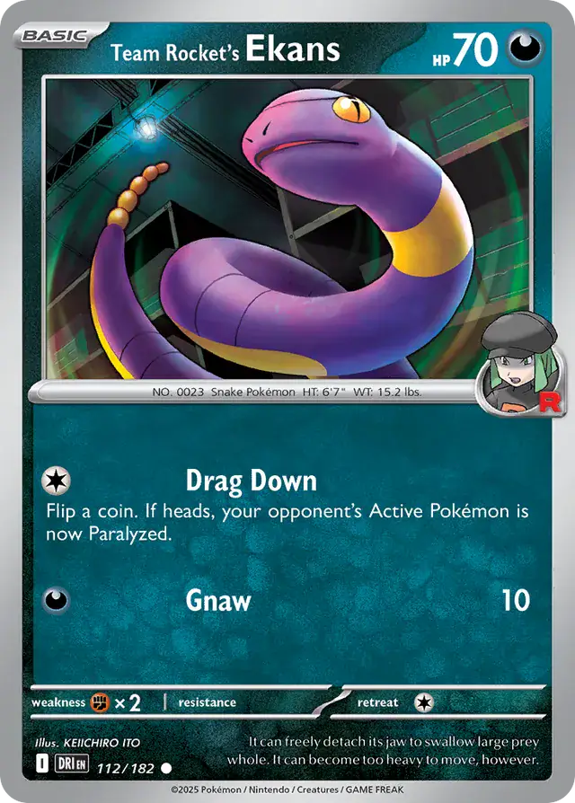 112/182 Team Rocket's Ekans Destined Rivals Pokémon Card