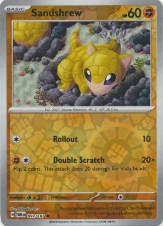 097/167 Sandshrew Reverse Holo Twilight Masquerade Pokémon Card
