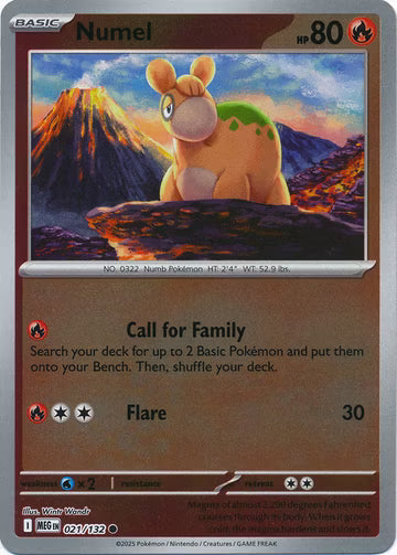 021/132 Numel Reverse Holo Mega Evolution Pokémon Card