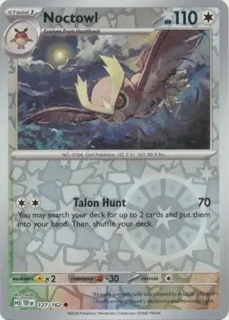 127/162 Noctowl Reverse Holo Temporal Forces Pokémon Card