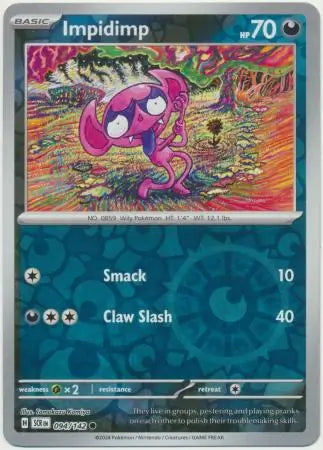 094/142 Impidimp Reverse Holo Stellar Crown Pokémon Card