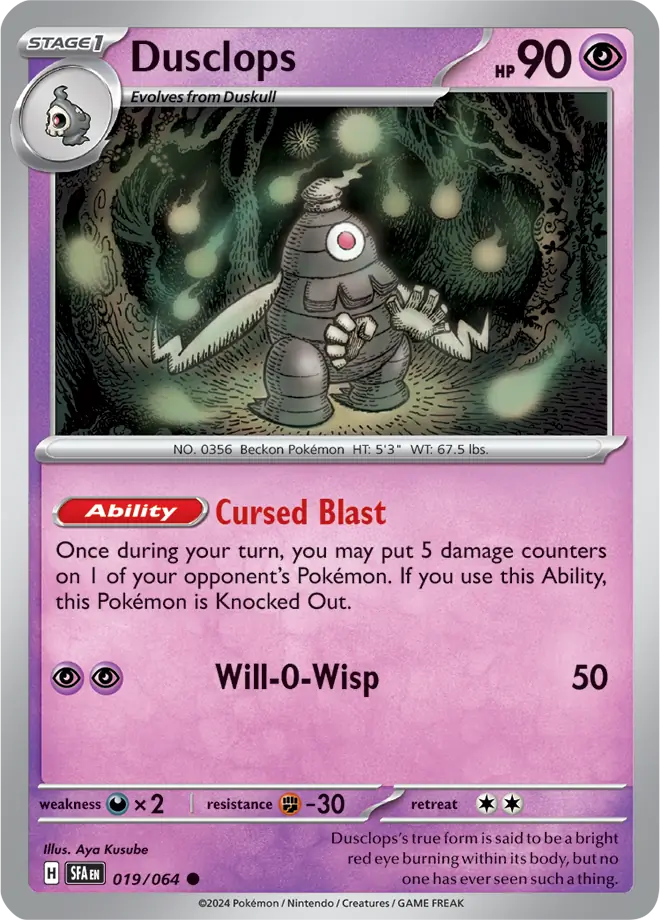 019/064 Dusclops Shrouded Fable Pokémon Card