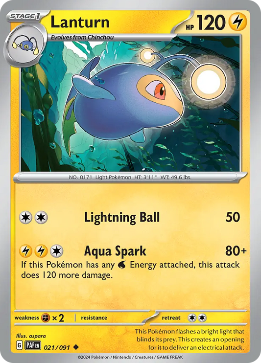 021/091 Lanturn Paldean Fates Pokémon Card