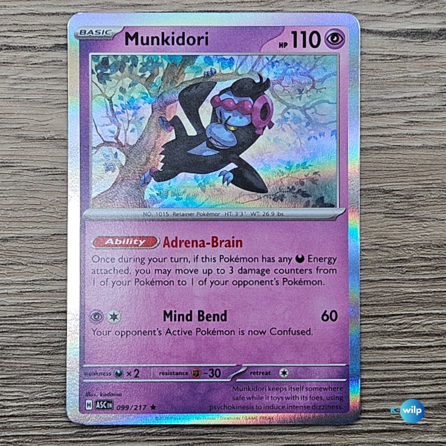 099/217 Munkidori Holo Ascended Heroes Pokémon Trading Card