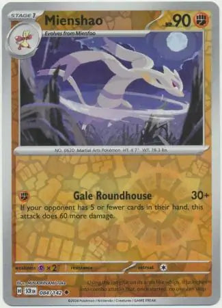 084/142 Mienshao Reverse Holo Stellar Crown Pokémon Card