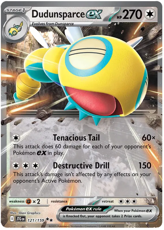 121/159 Dudunsparce ex Journey Together Pokémon Card