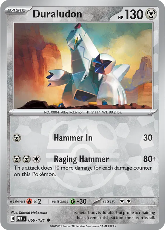 069/131 Duraludon Master Ball Holo Prismatic Evolutions Pokémon Card