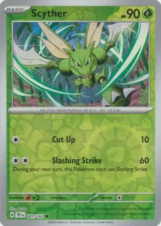 001/162 Scyther Reverse Holo Temporal Forces Pokémon Card