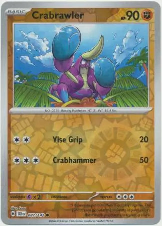 087/142 Crabrawler Reverse Holo Stellar Crown Pokémon Card
