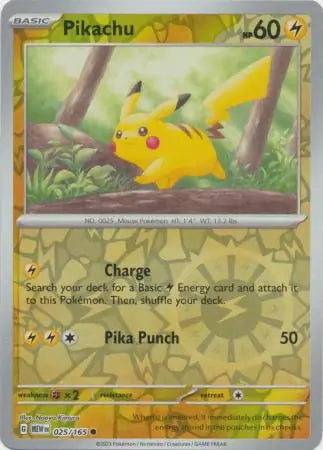 025/165 Pikachu Reverse Holo 151 Pokémon Card