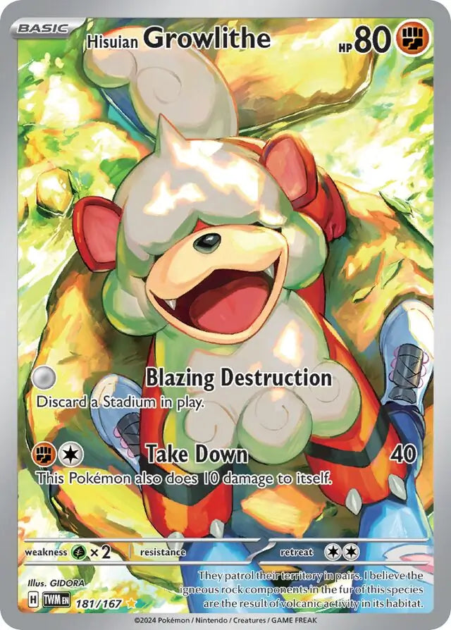 181/167 Hisuian Growlithe Twilight Masquerade Pokémon Card