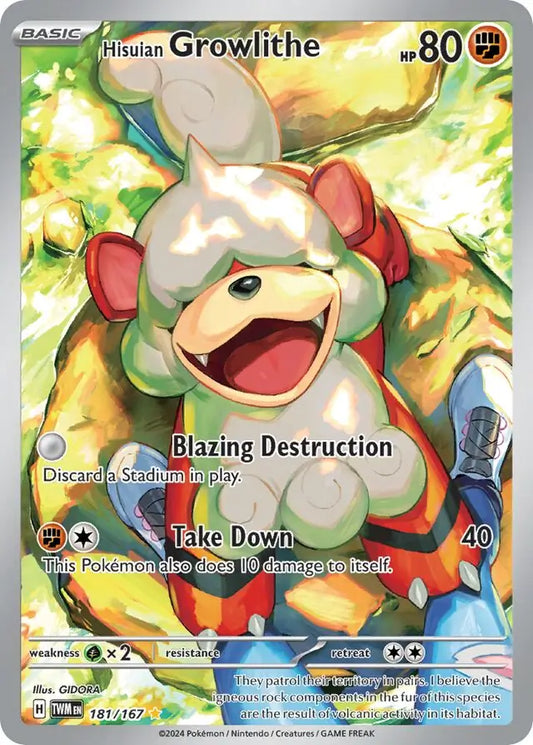 181/167 Hisuian Growlithe Twilight Masquerade Pokémon Card