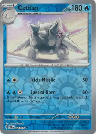 055/193 Cetitan Reverse Holo Paldea Evolved Pokémon Card