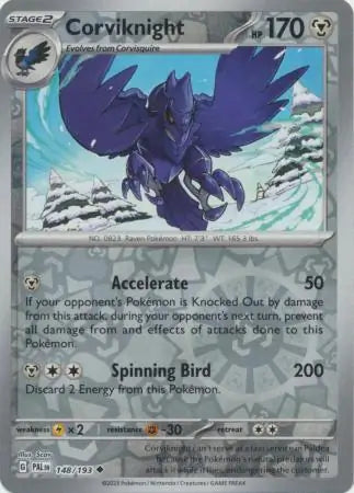 148/193 Corviknight Reverse Holo Paldea Evolved Pokémon Card