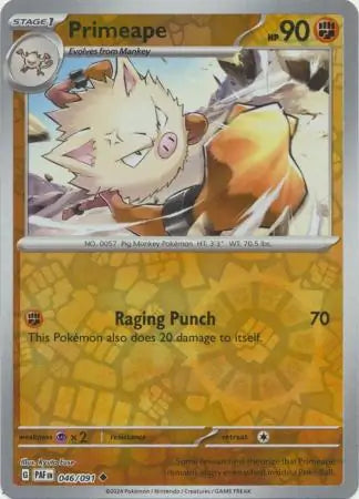 046/091 Primeape Reverse Holo Paldean Fates Pokémon Card
