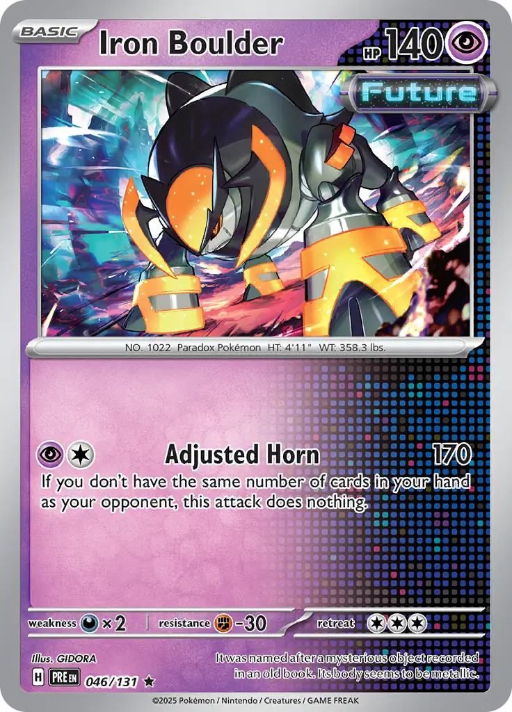 046/131 Iron Boulder Prismatic Evolutions Pokémon Card