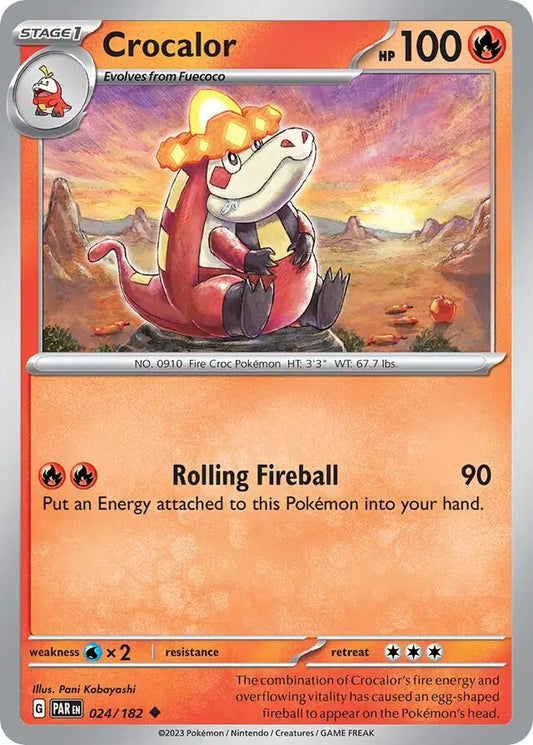 024/182 Crocalor Paradox Rift Pokémon Card