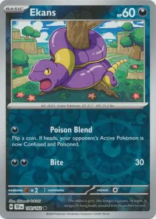 100/162 Ekans Reverse Holo Temporal Forces Pokémon Card
