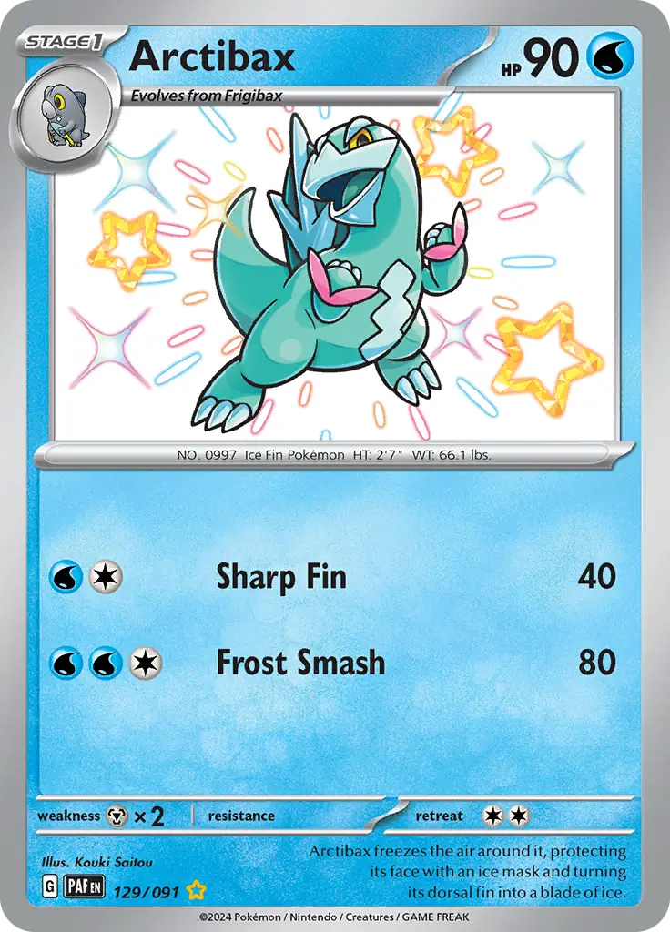 129/091 Arctibax Paldean Fates Pokémon Card