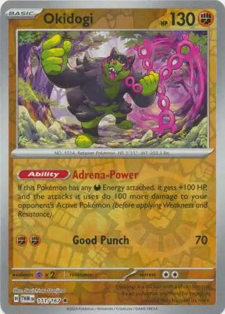 111/167 Okidogi Reverse Holo Twilight Masquerade Pokémon Card