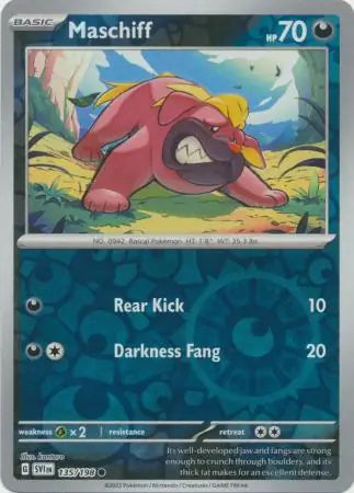135/198 Maschiff Reverse Holo Scarlet & Violet Base Set Pokémon Card