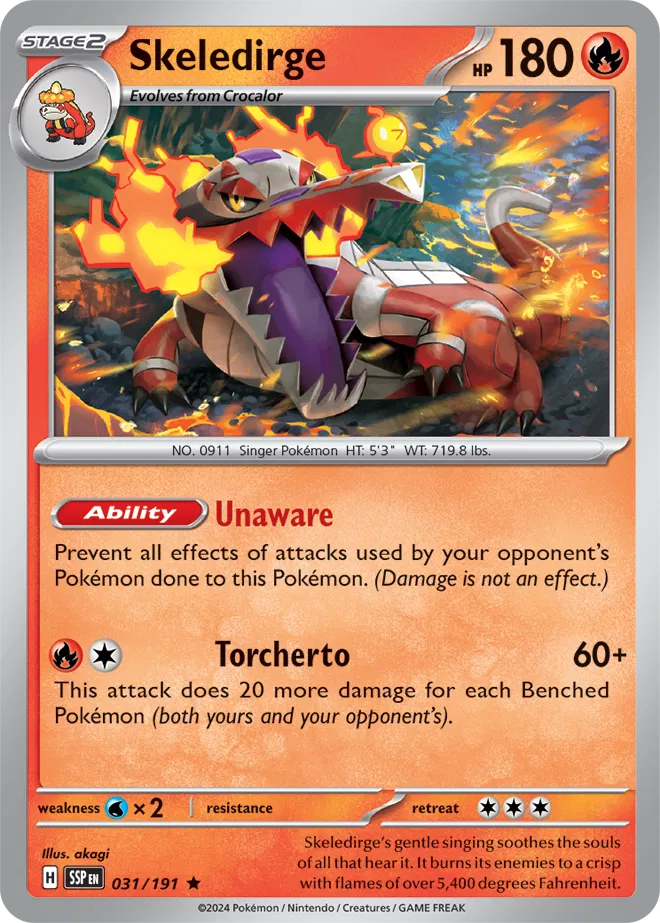 031/191 Skeledirge Surging Sparks Pokémon Card